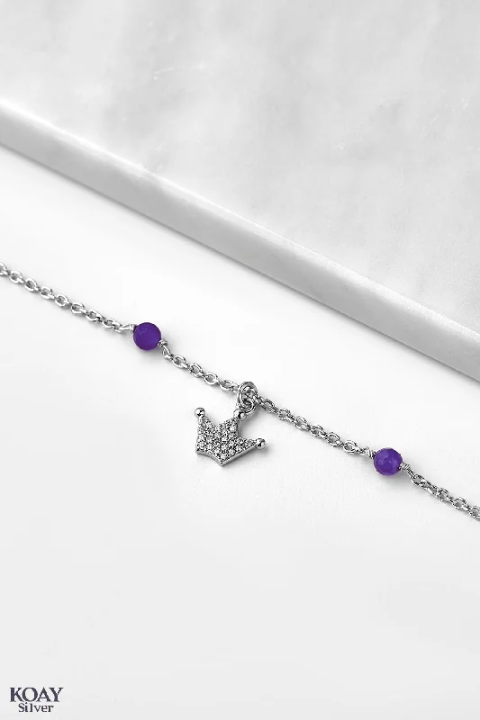 luxury charm bracelets for women-Purple Crown Bracelet