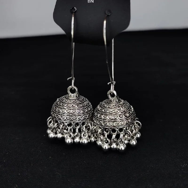 classic hoop earrings for women-Lucentarts Jewellery Silver Plated Jhumki Earings