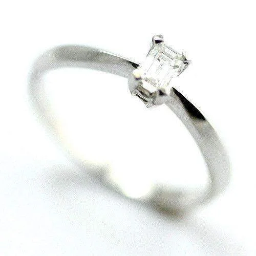 diamond engagement rings for women-18ct White Gold Emerald Cut Certificated Diamond Engagement Ring 0.25ct-L1797HS