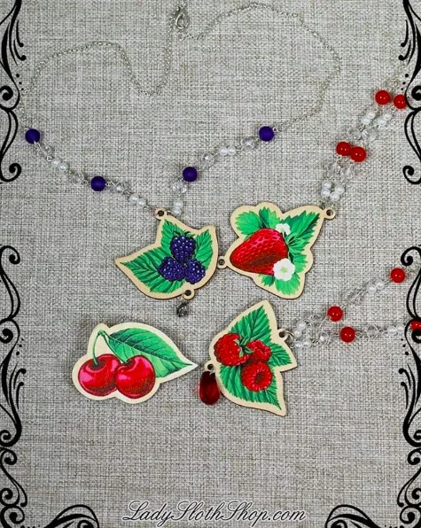 pendant necklaces for women-Instant Shipping! Very Berry Necklace (4 Fruits)