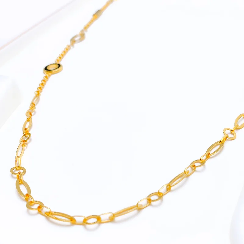 bold necklaces for women-Bold Geometric Halo 21k Gold Long Necklace