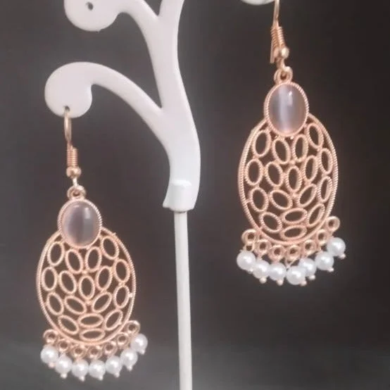 handmade earrings for women-Tahura Rose Gold Plated Dangler Earrings