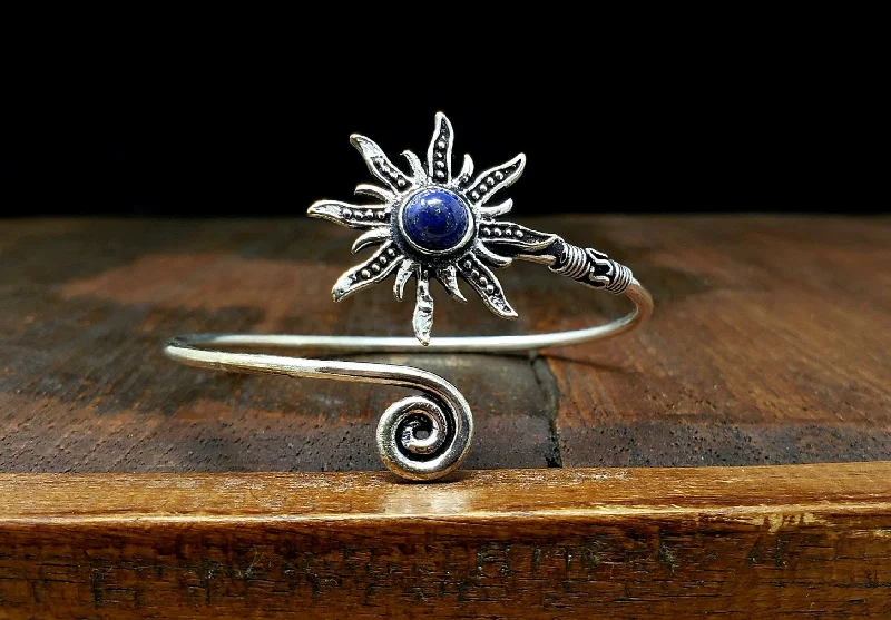 statement bracelets for women-Lapis Sunburst Bracelet