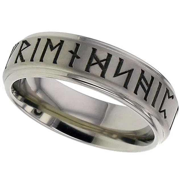 diamond engagement rings for women-Titanium Runic Ring - 2201 RUNIC