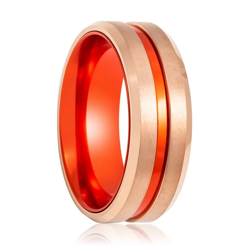 bridal engagement rings for women-GOSTU | Tungsten Ring Red Groove