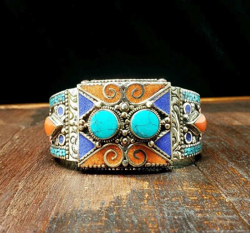 charm bangles for women-Naama Tibetan Cuff Bracelet