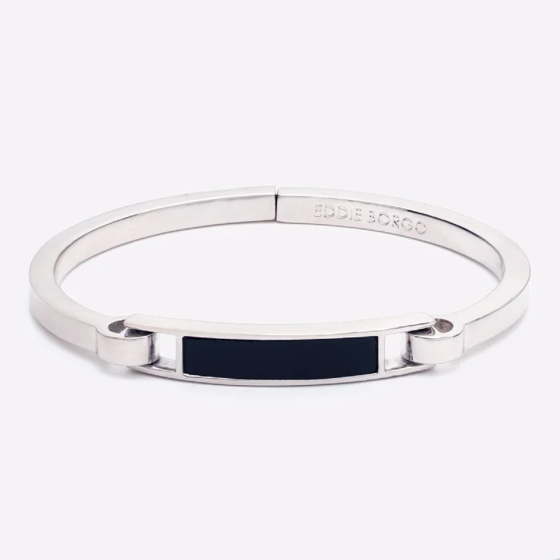 bridal bangles for women-INLAID PLATE BRACELET - ONYX