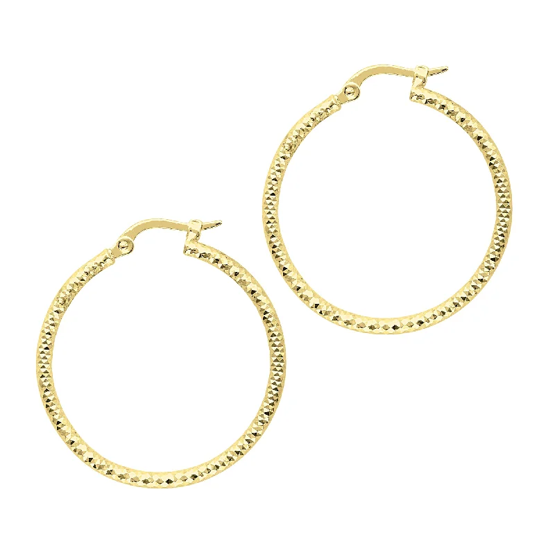 personalized earrings for women-14K Gold Diamond Cut Sparkle Large Hoop Earrings, Diameter 27mm