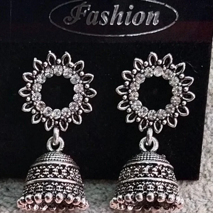 small hoop earrings for women-Tahura Oxidised Plated Jhumki Earrings