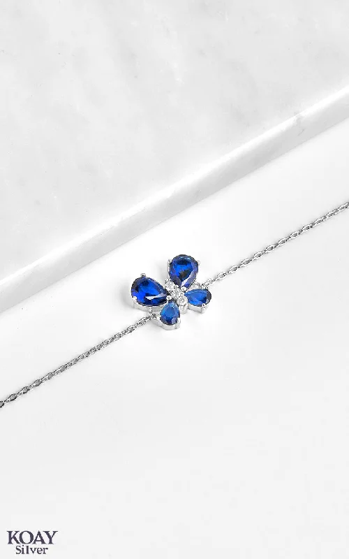 colorful bangles for women-Zircon Blue Butterfly Bracelet