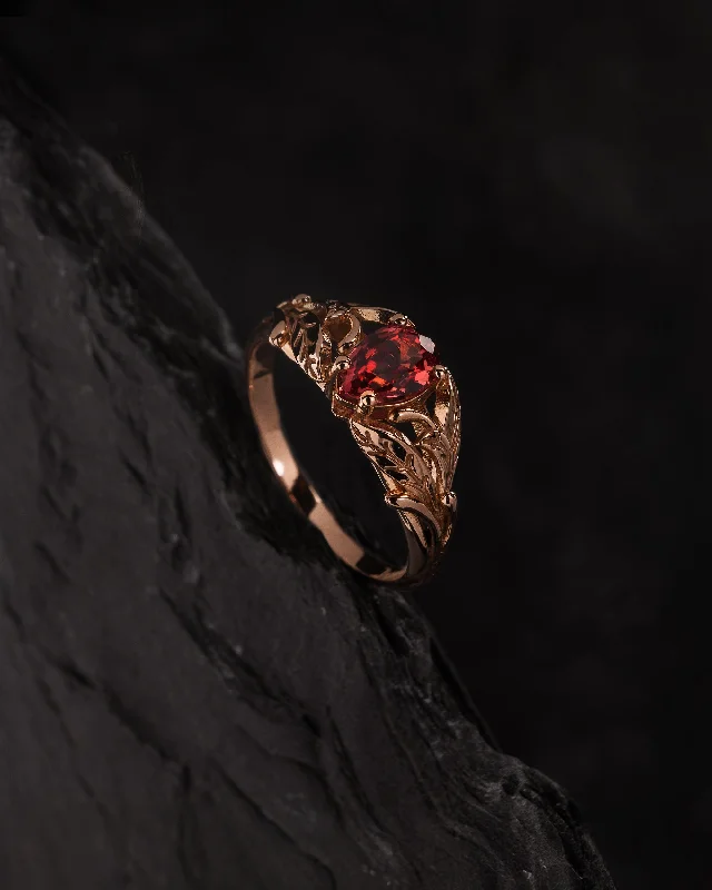 Padparadscha sapphire engagement ring / Wisteria