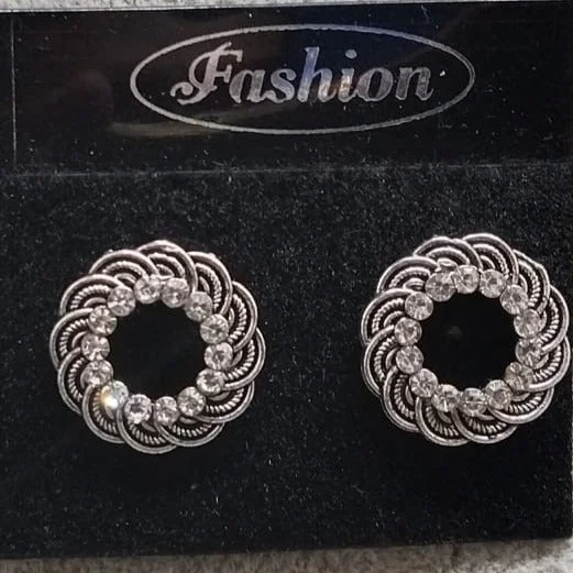 fashion-forward earrings for women-Tahura Oxidised Plated Stud Earrings