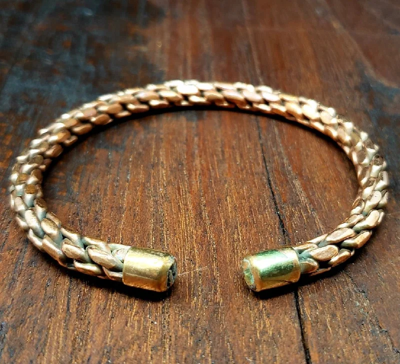 gold cuff bracelets for women-Woven Copper Bracelet