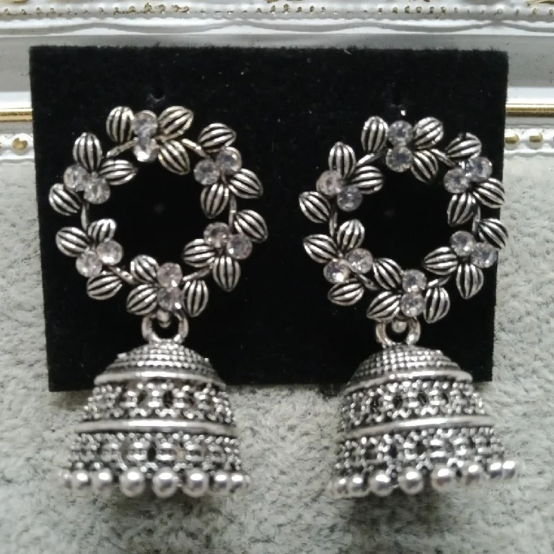 chandelier drop earrings for women-Tahura Oxidised Plated Jhumki Earrings