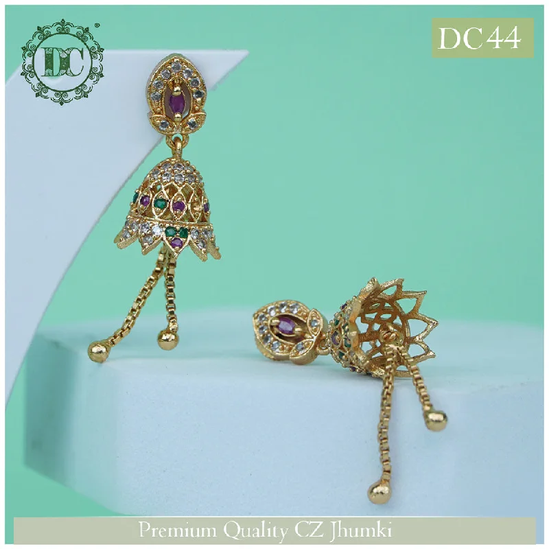 gold dangle earrings for women-Diksha Collection Gold Plated Jhumki Earrings