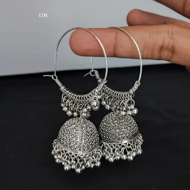 gold diamond earrings for women-Lucentarts Jewellery Silver Plated Jhumki Earrings