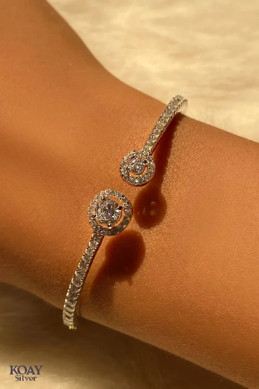 vintage bracelets with diamonds for women-Zircon Bangle