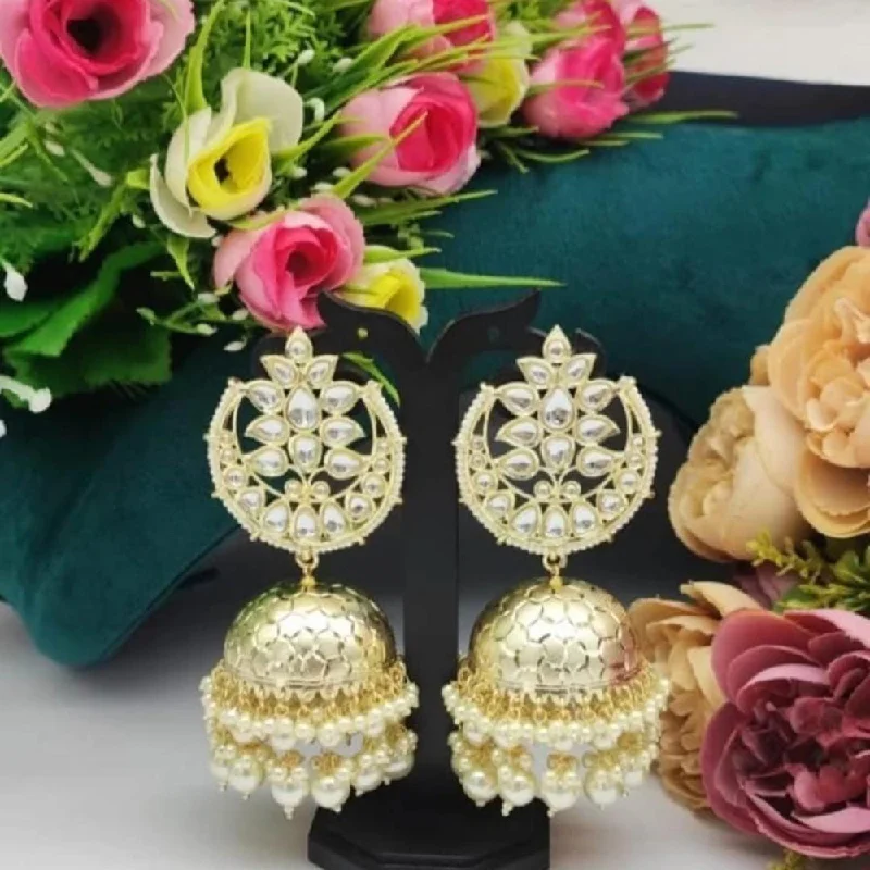 pearl earrings for women-Lucentarts Jewellery Gold Plated Jhumki Earrings