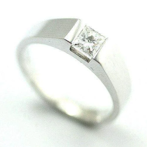 engagement rings with colored stones for women-18ct White Gold Princess Cut Diamond Engagement Ring -25ct- 0.33ct - 0.40ct