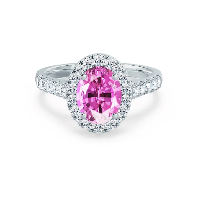 ROSA - Chatham® Pink Sapphire & Diamond 18K White Gold Halo