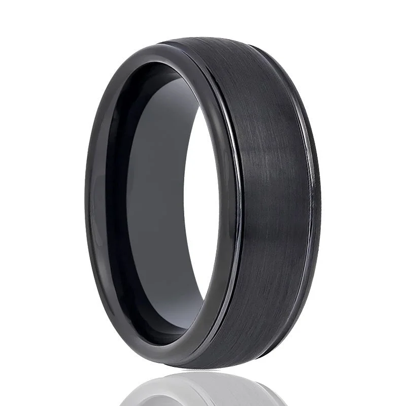 elegant engagement rings for women-DION | Tungsten Ring Black Domed