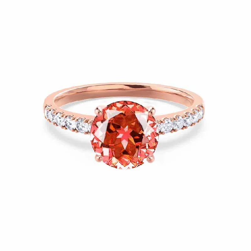 GISELLE - Chatham® Padparadscha Sapphire & Diamond 18k Rose Gold Ring