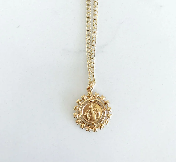 simple gold necklaces for women-Follow The Star Coin Necklace