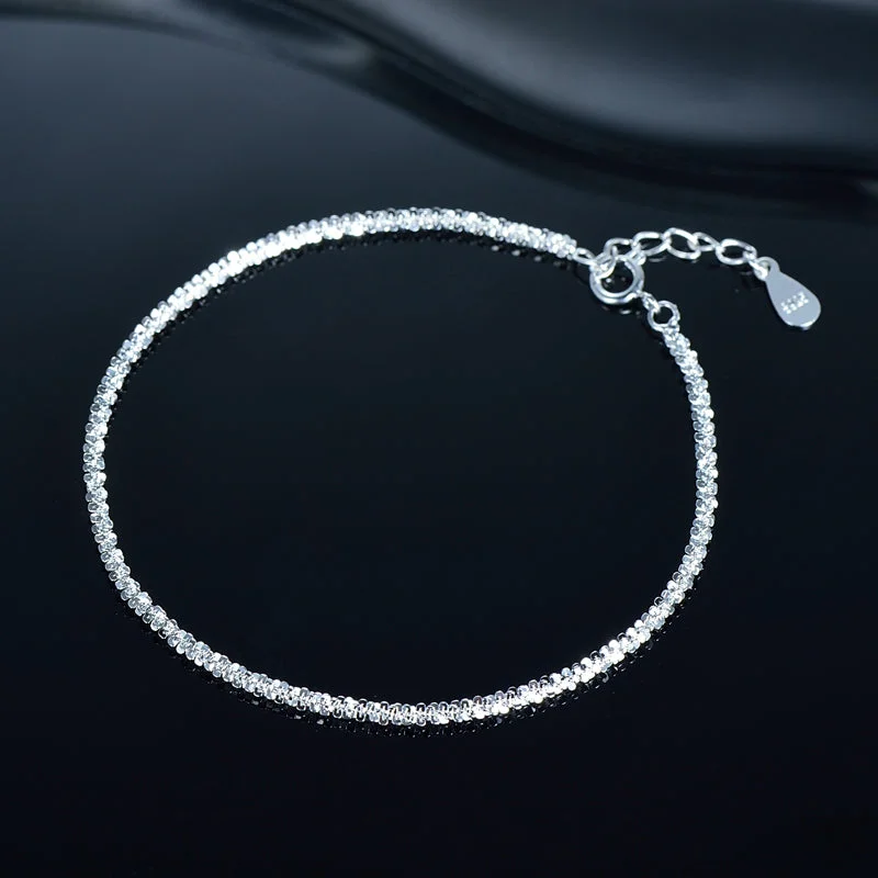 trendy bracelets for women-Women Elegant Sterling Silver Tennis Bracelet