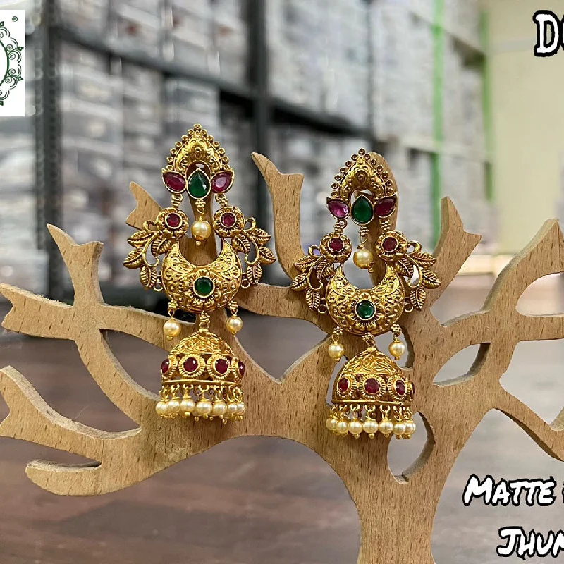 custom gemstone earrings for women-Diksha Collection Gold Plated Jhumki Earrings