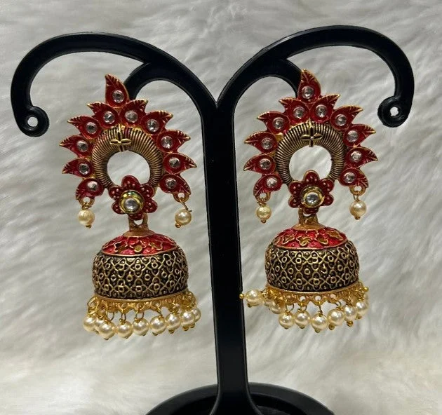 custom gemstone earrings for women-Infinity Jewels Gold Plated Jhumki Earrings