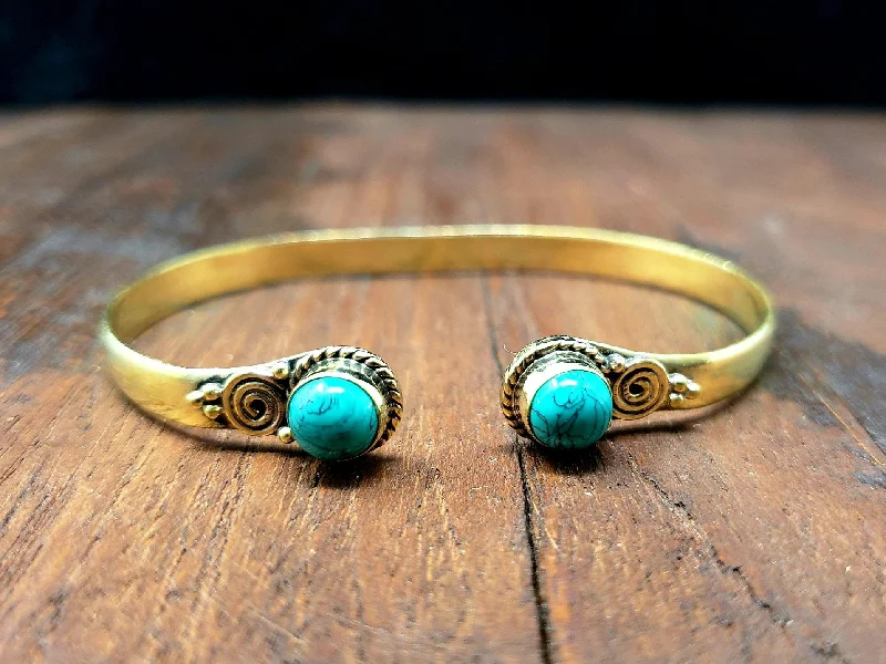 vintage bracelets for women-Turquoise Temple Bracelet