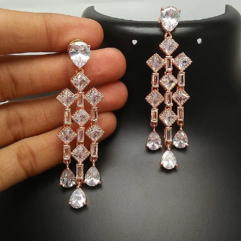 chandelier earrings for women-Manisha Jewellery Rose Gold Plated AD Stone Dangler Earrings