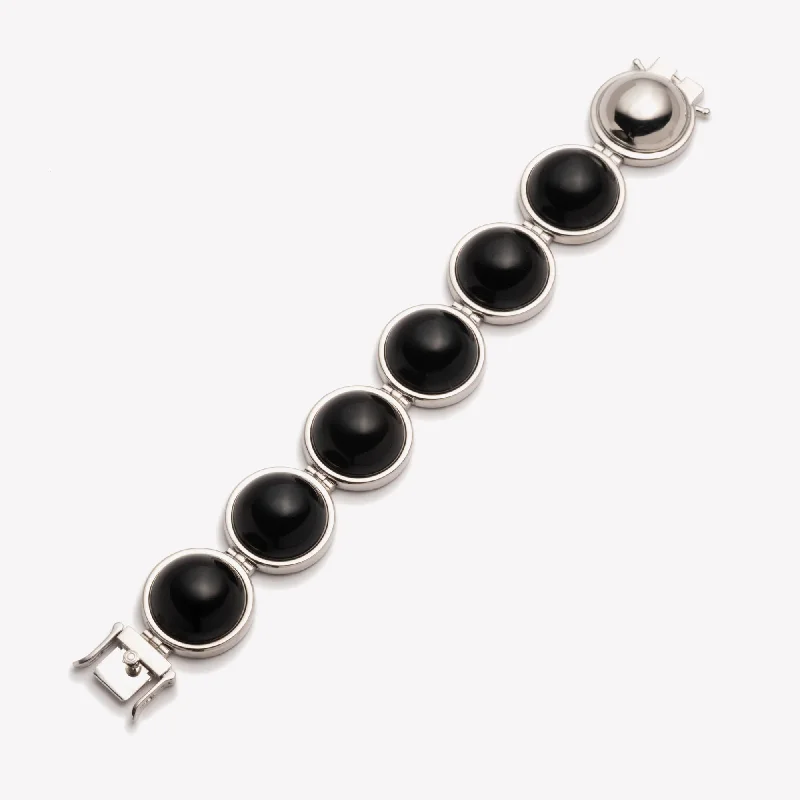 diamond bangles for women-LARGE INLAID DOME BRACELET - ONYX