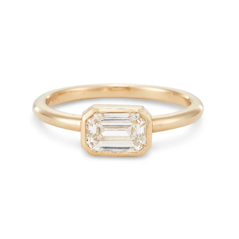 East-West Emerald Cut Lab Diamond Engagement Ring *Made-To-Order*