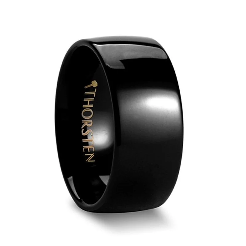 top engagement rings for women-RAVEN | Tungsten Ring Black Domed