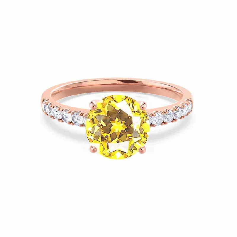 GISELLE - Chatham® Yellow Sapphire & Diamond 18k Rose Gold Ring