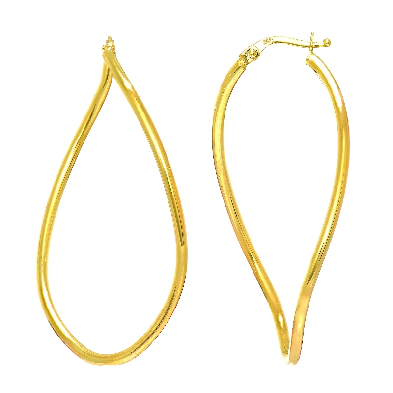 gold hoop earrings for women-14K Yellow Gold Twisted Oval Infinity Hoop Earrings