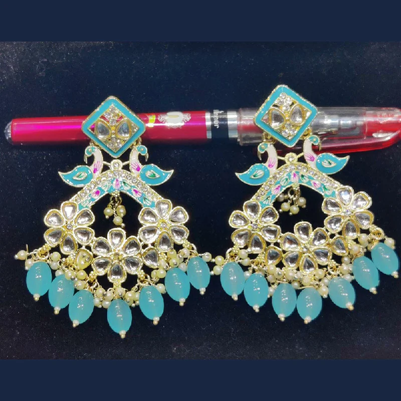 floral earrings for women-Manisha Jewellery Gold Plated Kundan Stone Dangler Earrings