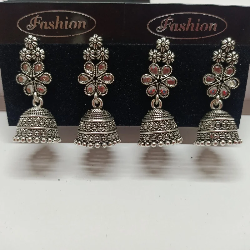 pearl earrings for women-Tahura Oxidised Plated Jhumki Earrings