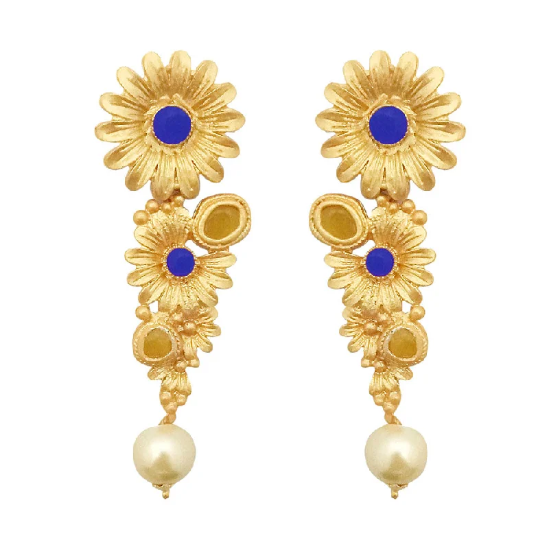 trendy earrings for women-Amina Creation Gold Plated Dangler Earrings