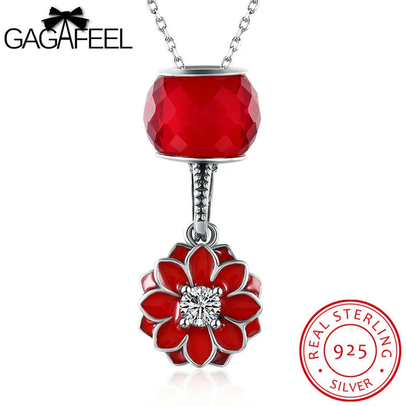 luxury diamond necklaces for women-GAGAFEEL 925 Sterling Silver Necklaces & Pendants With Shinning Zircon