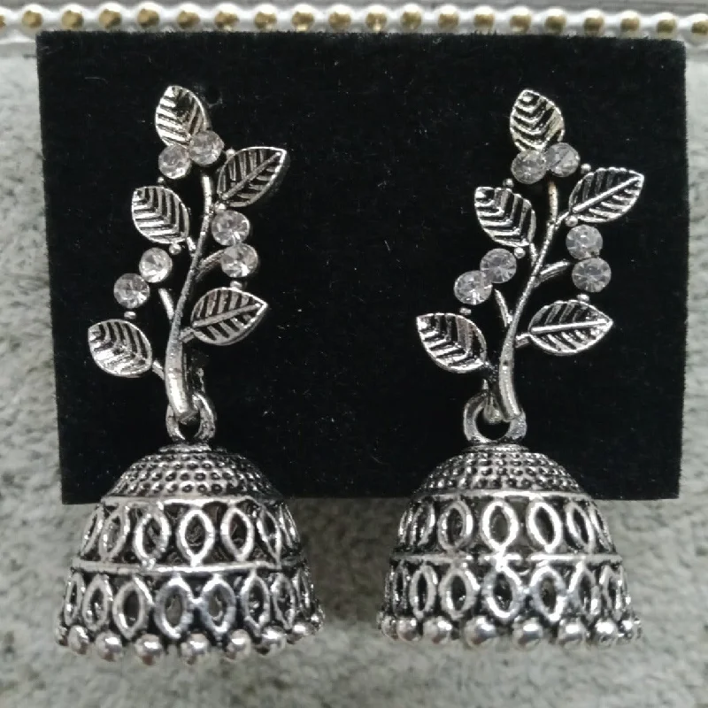 rose gold earrings for women-Tahura Oxidised Plated Jhumki Earrings