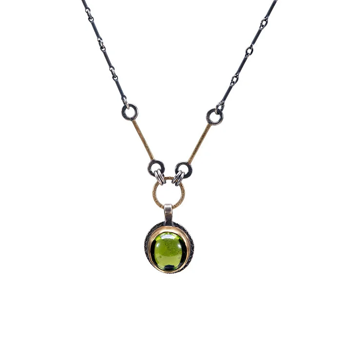 star necklaces for women-Peridot Necklace - Sterling + 22k + 18k Gold