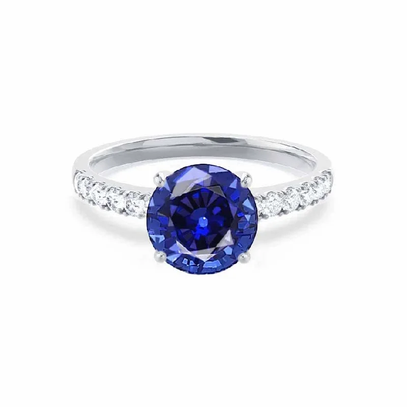 GISELLE - Chatham® Blue Sapphire & Diamond 950 Platinum Ring