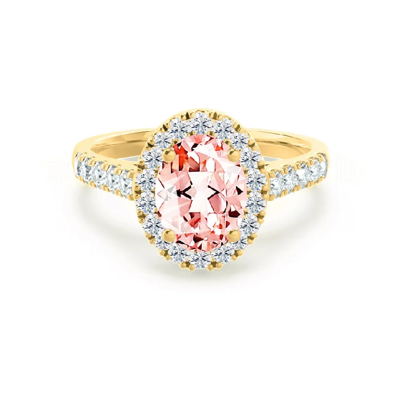 ROSA - Chatham® Champagne Sapphire True & Diamond 18K Yellow Gold Halo