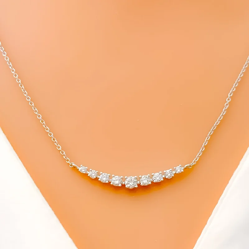 oval necklaces for women-Impressive Graduating Diamond + 18k Gold Necklace