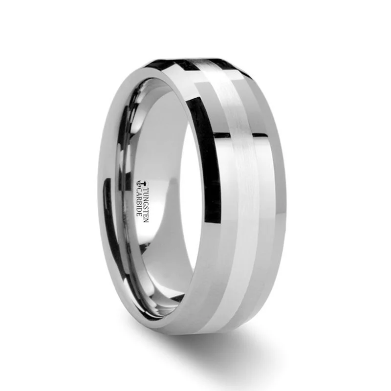 rose gold engagement rings for women-VECTOR | Tungsten Ring Silver Inlay