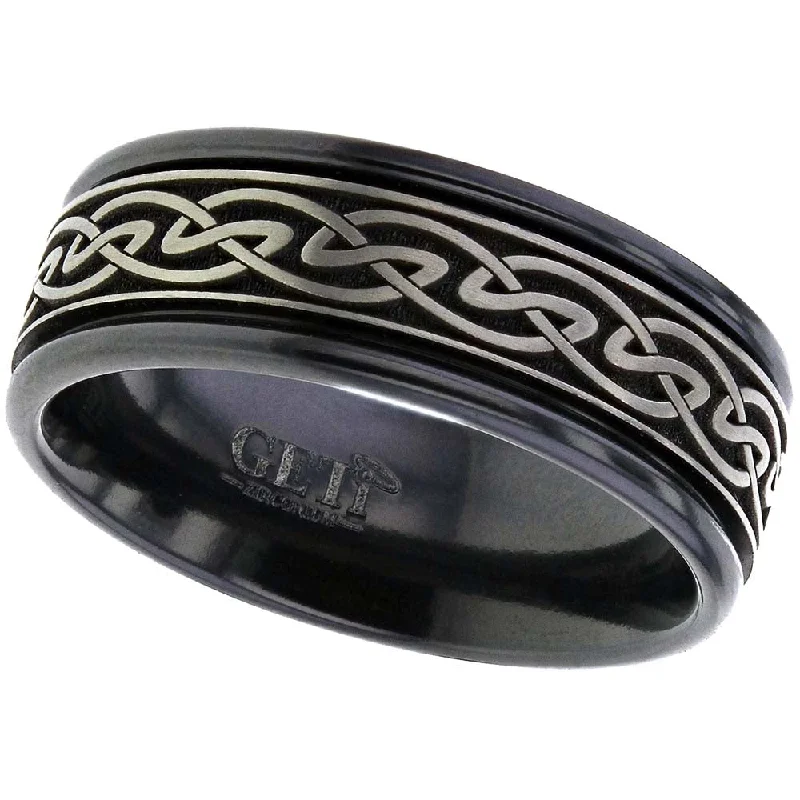 double band engagement rings for women-Zirconium Celtic Knotwork Ring - 4017RB59