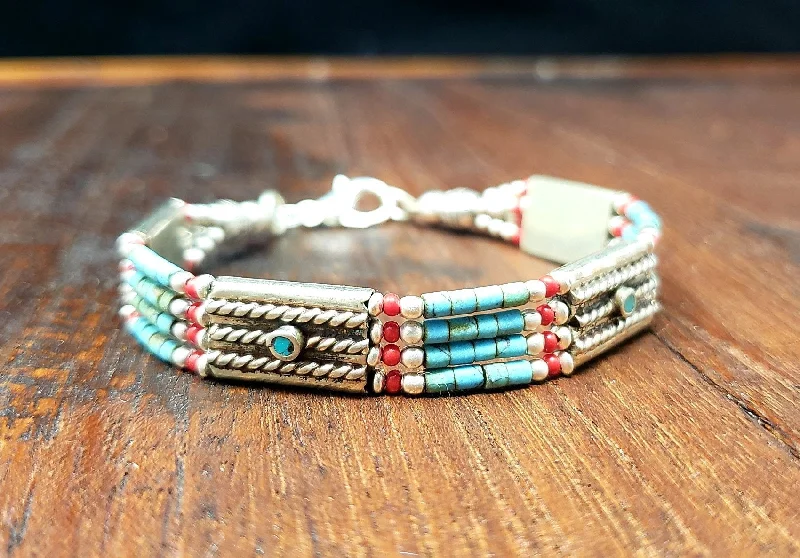 bridesmaid bracelets for women-Simple Tibetan Turquoise Bracelet