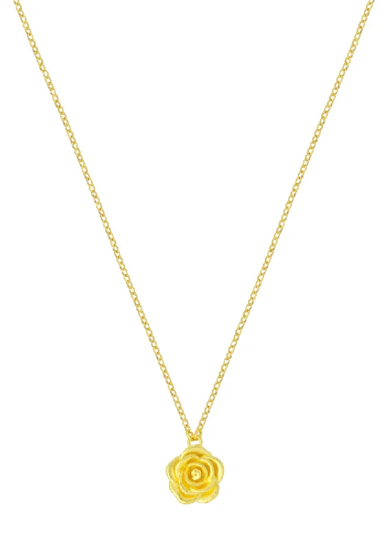 layered gold necklaces for women-TOMEI XIFU Rose Necklace, Yellow Gold 999